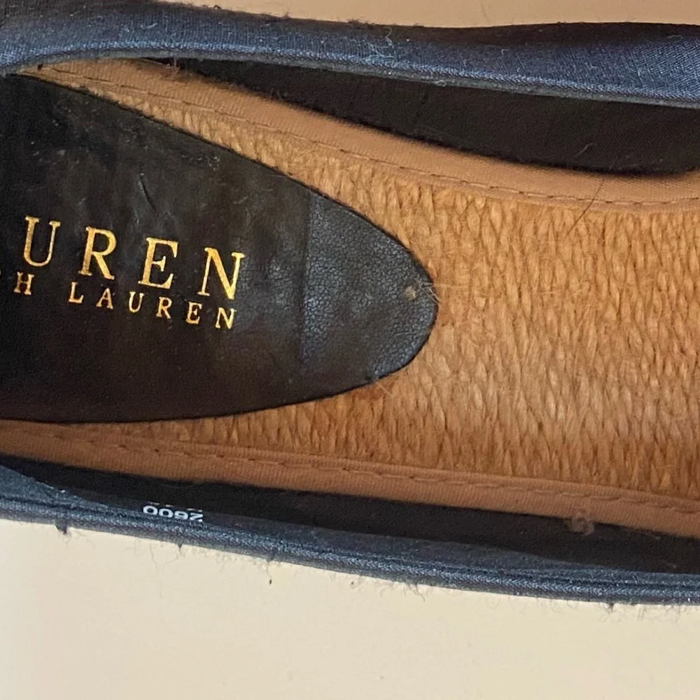 NWT Lauren Ralph Lauren - Black 'Cecilia' Shantung Silk Espadrille Wedge 10B